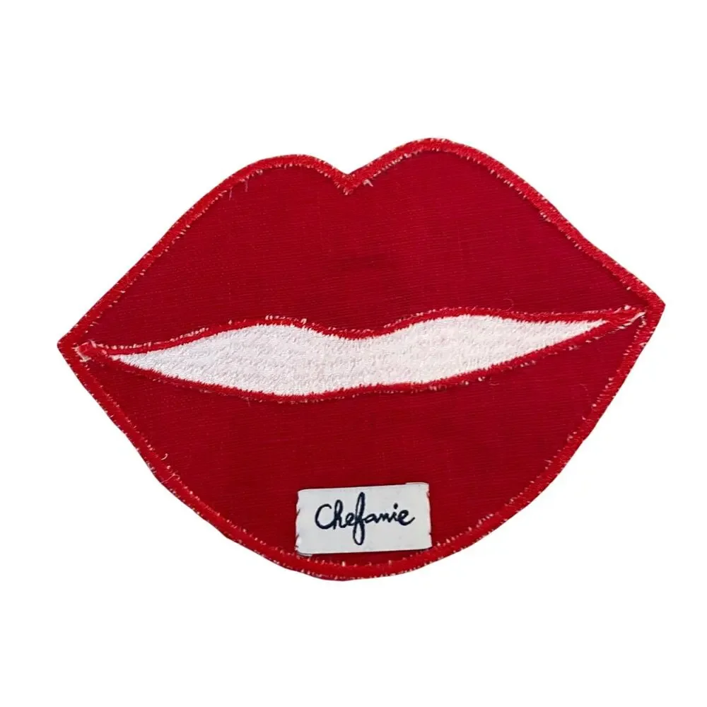 Chefanie RED LIP Cocktail Napkins 4x6 Linen Set of 4 Valentines Day XO New